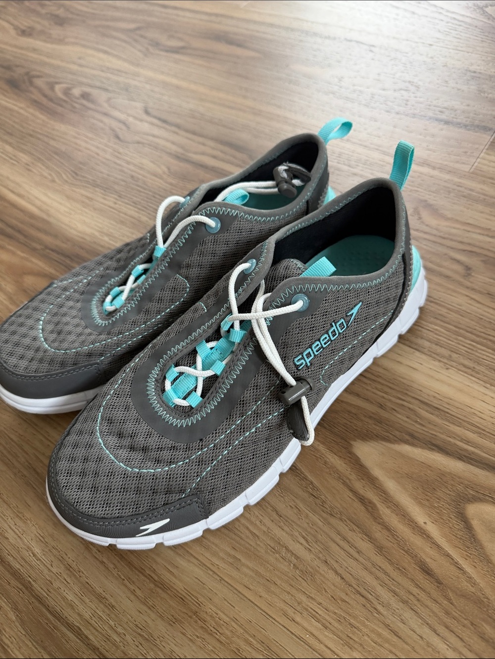 Speedo Women’s Gray & Teal Slip-On Water Shoes
